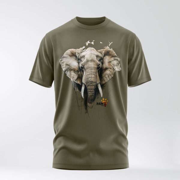 Green elephant crew neck t-shirt