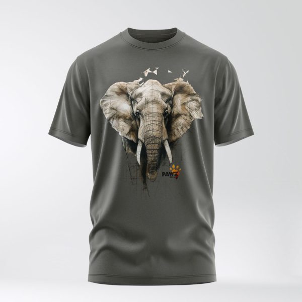 Grey elephant crew neck t-shirt