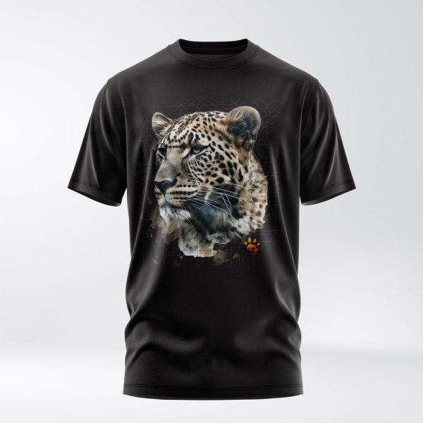 Black leopard crew neck t-shirt