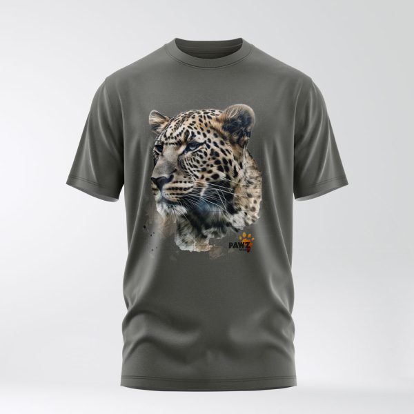 Grey leopard crew neck t-shirt