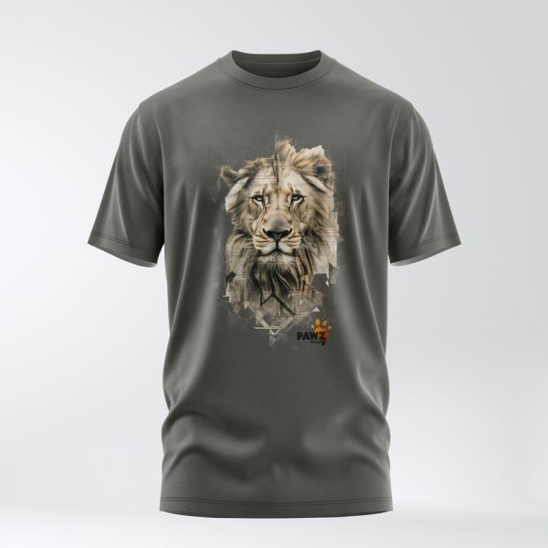 Grey lion crew neck t-shirt