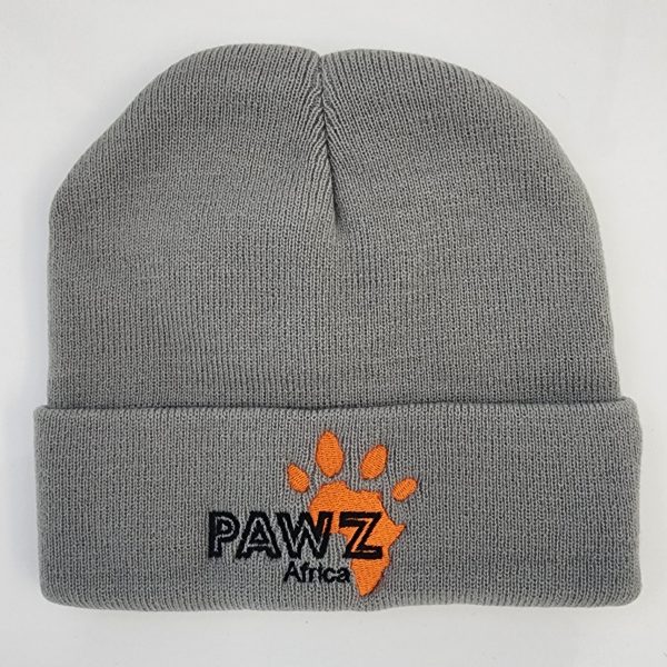 Grey beanie with PAWZ Africa logo