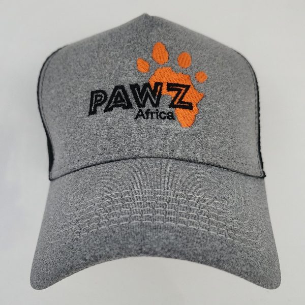 Grey trucker cap with PAWZ Africa logo